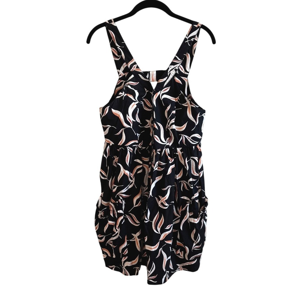 Anthropologie Hei Hei‎ Palma Romper Medium Black Leaf Print Cotton Button Front
